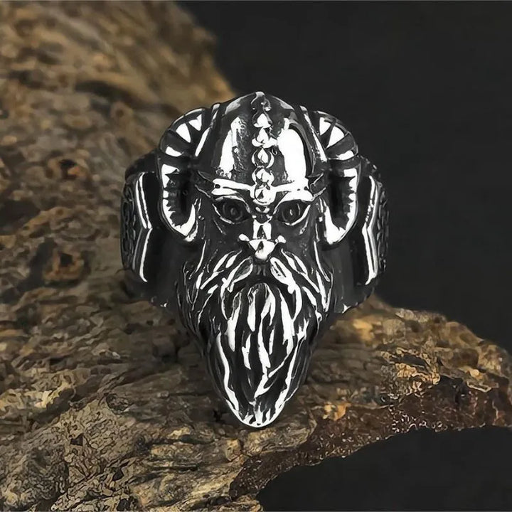 ULIKING JEWELRY RINGS  Vintage Viking Ram-Horn Helmet Warrior Ring  02