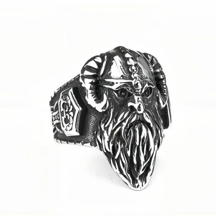 ULIKING JEWELRY RINGS  Vintage Viking Ram-Horn Helmet Warrior Ring  05