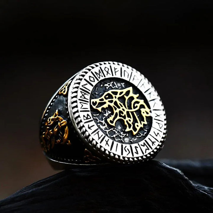 ULIKING JEWELRY RINGS  Vintage Viking Rune Animal Stainless Steel Ring 04