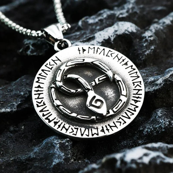  ULIKING JEWELRY PENDANTS Vintage Viking Rune Snake Stainless Steel Pendant 01