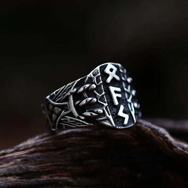 ULIKING JEWELRY RINGS  Vintage Viking Rune Stainless Steel Ring 01