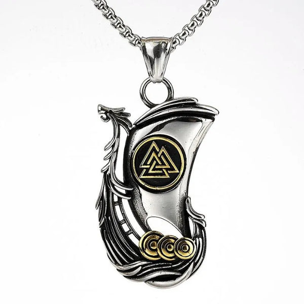  ULIKING JEWELRY PENDANTS  Vintage Viking Ship Valknut Pendant 04
