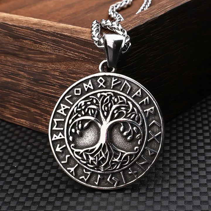 ULIKING JEWELRY PENDANTS Vintage Viking Tree Of Life Stainless Steel Pendant Necklace 01