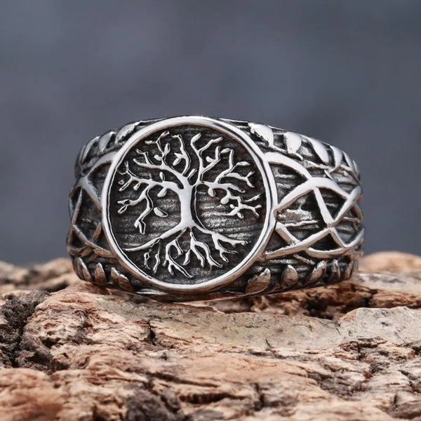 ULIKING JEWELRY RINGS Vintage Viking Tree Of Live Stainless Steel Ring 01
