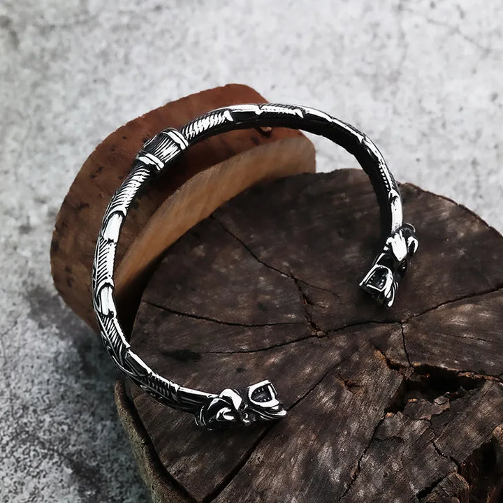  ULIKING JEWELRY BRACELETS Vintage Viking Wolf Head C-Shaped Bracelet 05