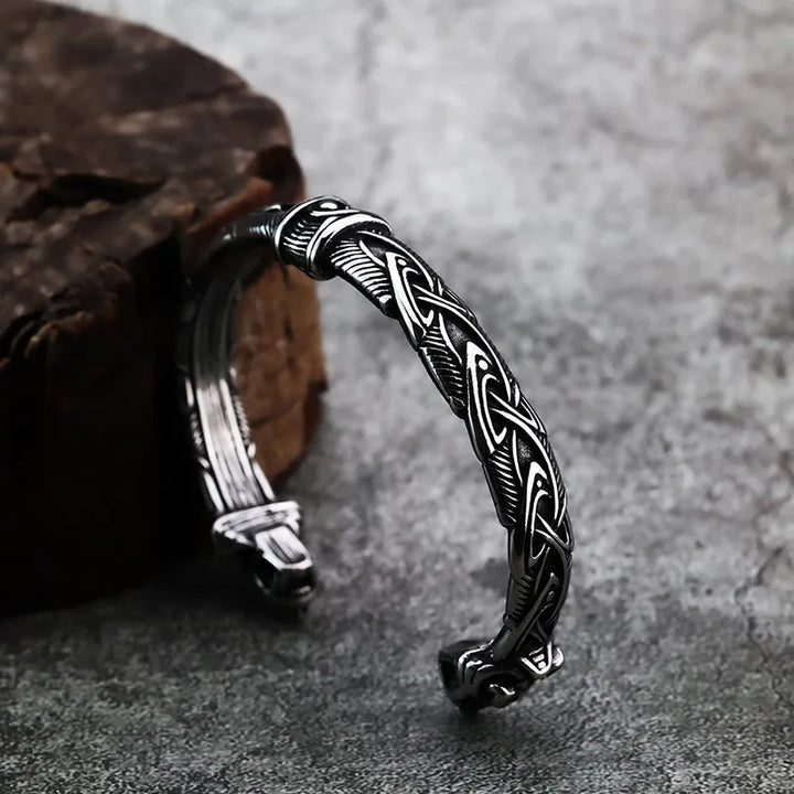  ULIKING JEWELRY BRACELETS Vintage Viking Wolf Head C-Shaped Bracelet 06