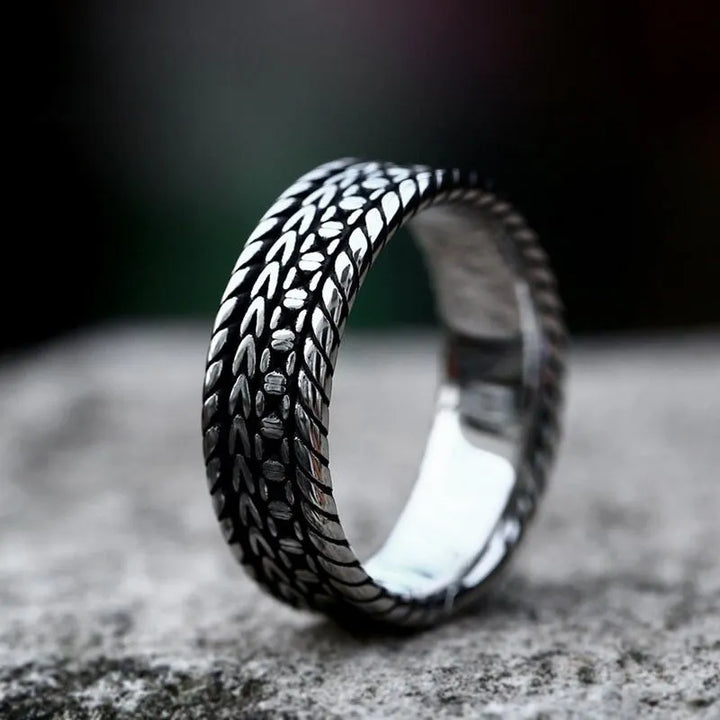 ULIKING JEWELRY RINGS  Vintage Wheat Pattern Stainless Steel Ring 01