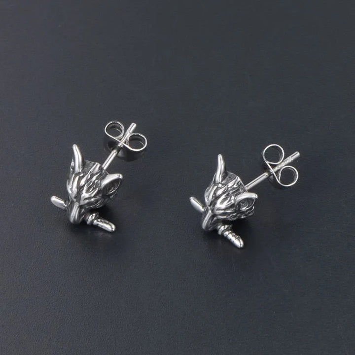  ULIKING JEWELRY EARRINGS Vintage Wolf Head Stainless Steel Earring 01