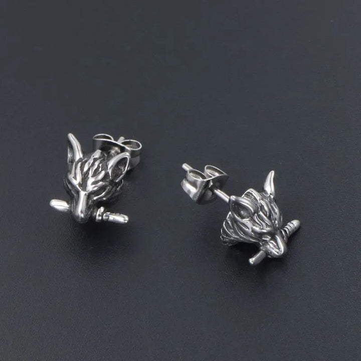 ULIKING JEWELRY EARRINGS Vintage Wolf Head Stainless Steel Earring 02