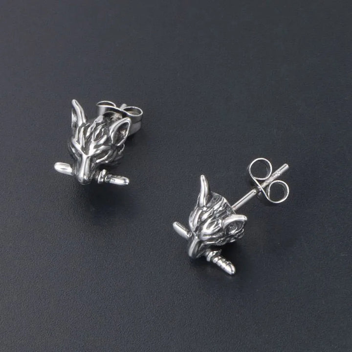 ULIKING JEWELRY EARRINGS Vintage Wolf Head Stainless Steel Earring 03