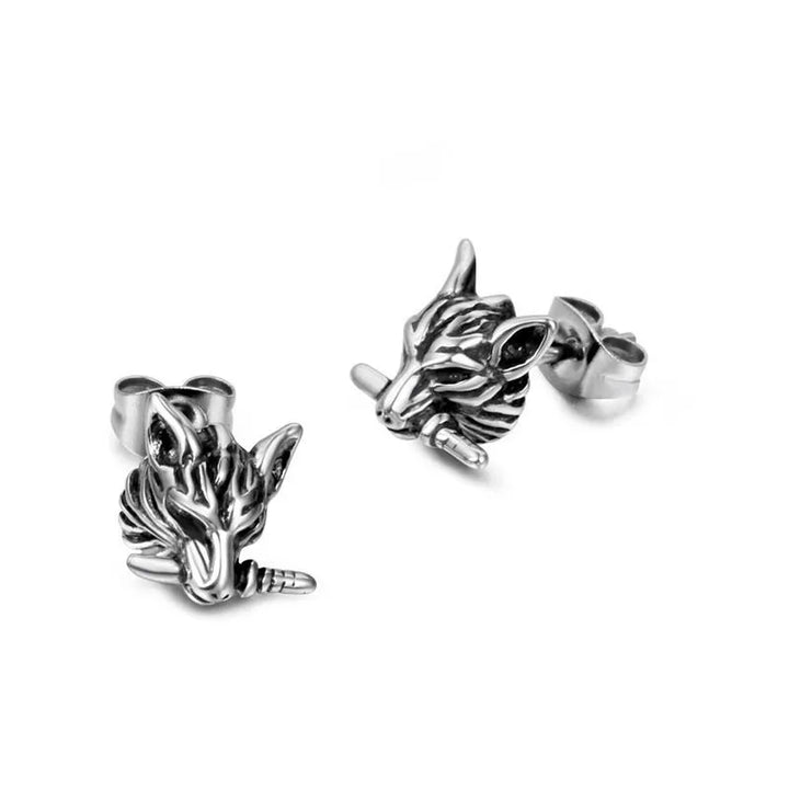  ULIKING JEWELRY EARRINGS Vintage Wolf Head Stainless Steel Earring 04