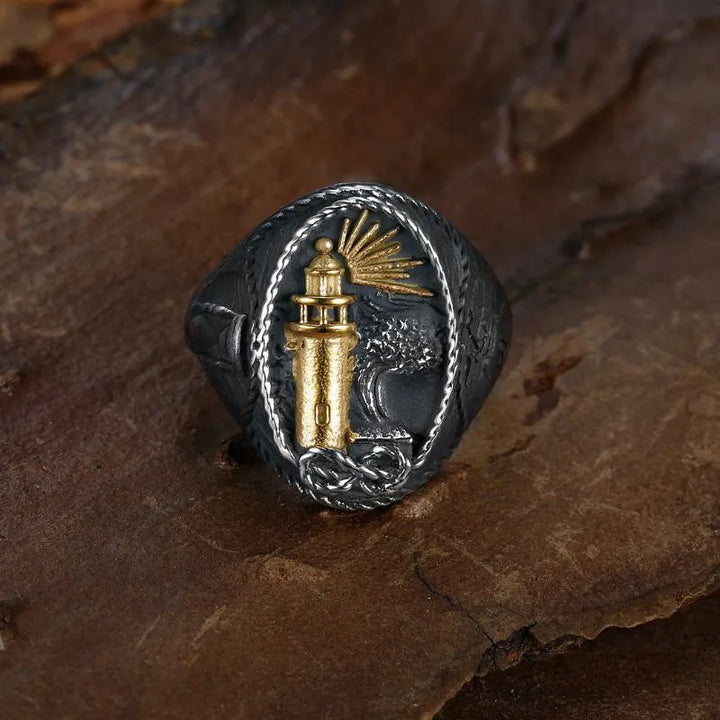 ULIKING JEWELRY RINGS Vintage lighthouse Stainless Steel Ring 01
