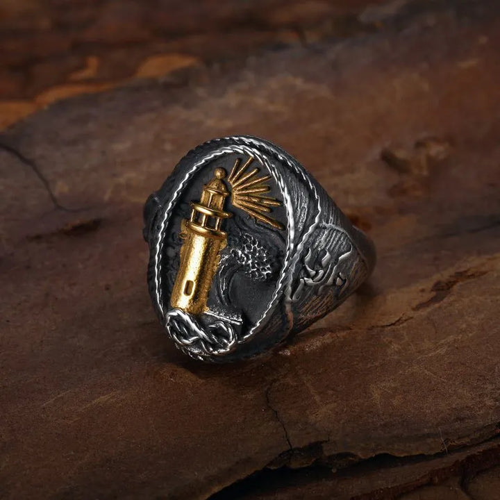ULIKING JEWELRY RINGS Vintage lighthouse Stainless Steel Ring 02