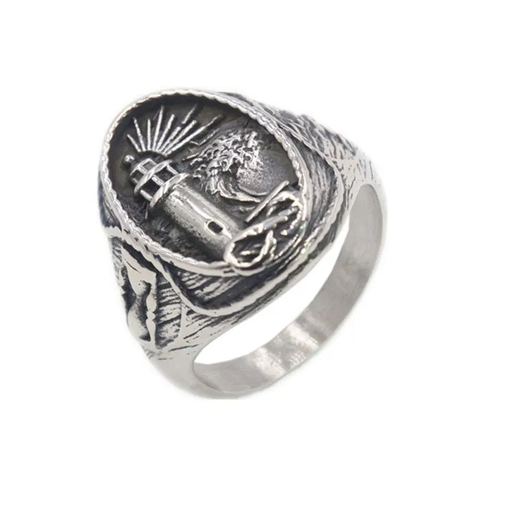 ULIKING JEWELRY RINGS Vintage lighthouse Stainless Steel Ring 04