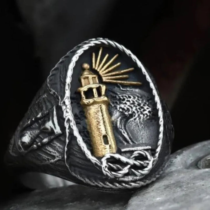 ULIKING JEWELRY RINGS Vintage lighthouse Stainless Steel Ring 05