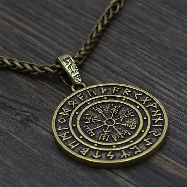 ULIKING JEWELRY NECKLACE Vintage Compass with Rune Necklace 08