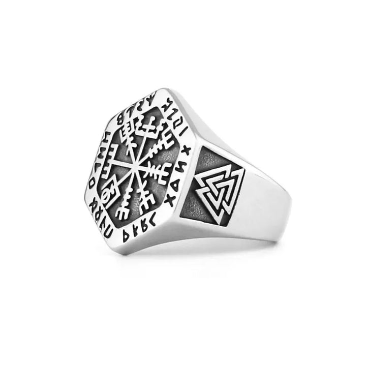 ULIKING JEWELRY RINGS Nordic Viking Compass Rune Hexagon Ring 05