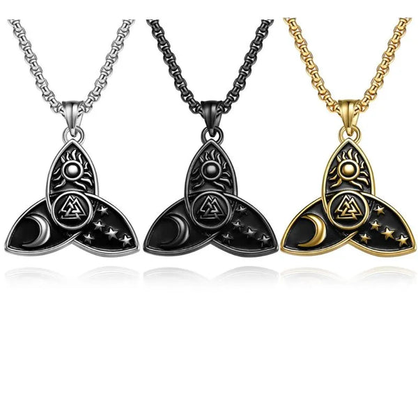  ULIKING JEWELRY PENDANTSCeltic Knot Sun Moon Star Valknut Stainless Steel Pendant  09
