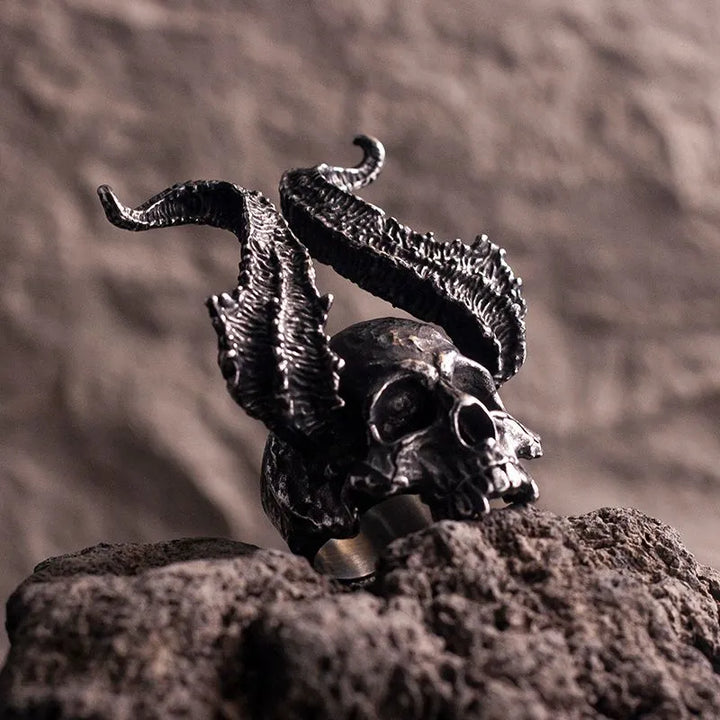 ULIKING JEWELRY RINGS   Punk Sheep Horns Skull Ring 03