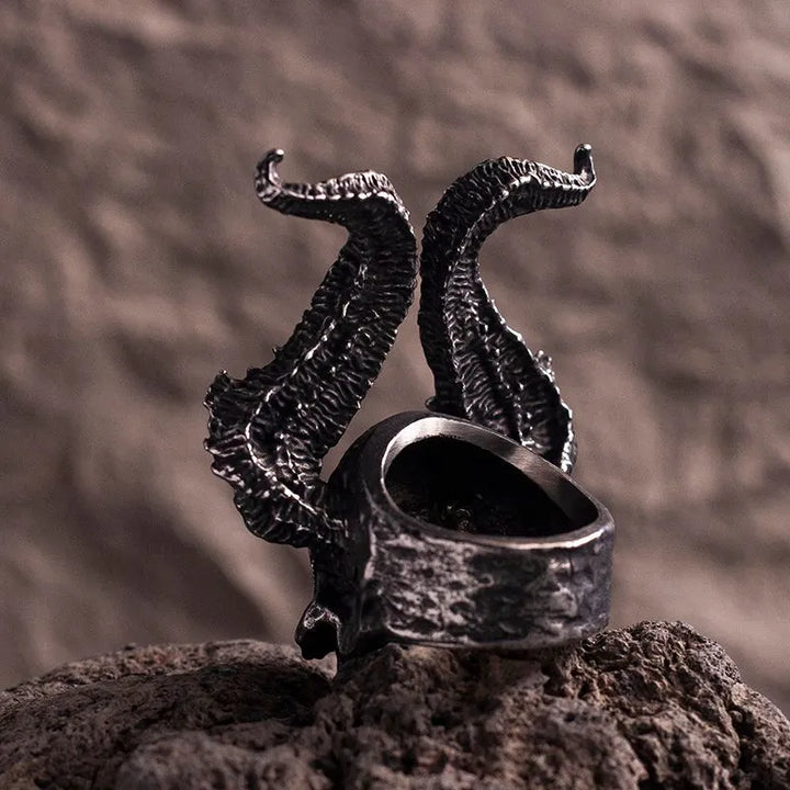 ULIKING JEWELRY RINGS   Punk Sheep Horns Skull Ring 04