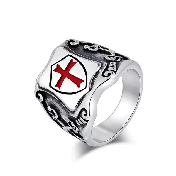 Viking Shield Cross Stainless Steel Ring