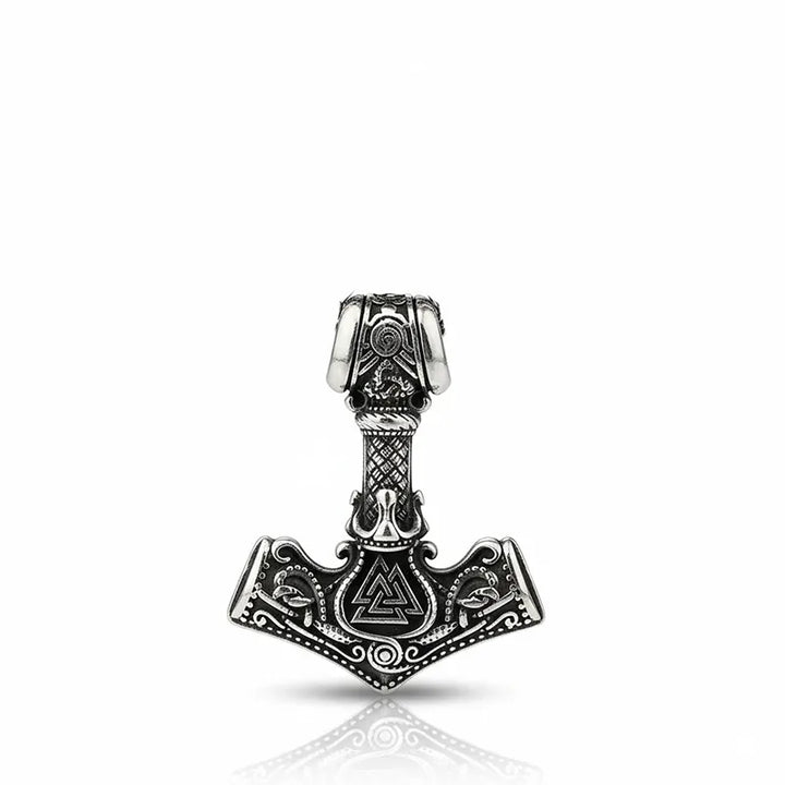 ULIKING JEWELRY PENDANTS Viking Thor‘s Hammer Engraved Valknut Stainless Steel Pendant Necklace 06