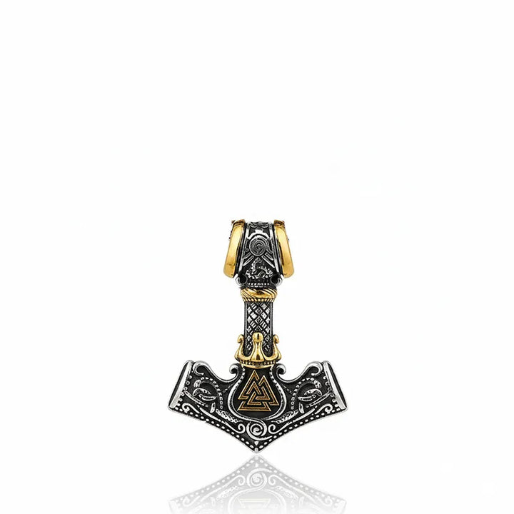 ULIKING JEWELRY PENDANTS Viking Thor‘s Hammer Engraved Valknut Stainless Steel Pendant Necklace 05