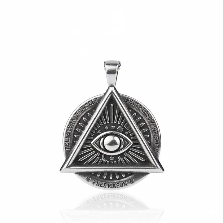 ULIKING JEWELRY PENDANTS Viking Triangle Demon Eye Stainless Steel Pendant Necklace 06