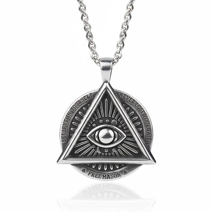 ULIKING JEWELRY PENDANTS Viking Triangle Demon Eye Stainless Steel Pendant Necklace 07