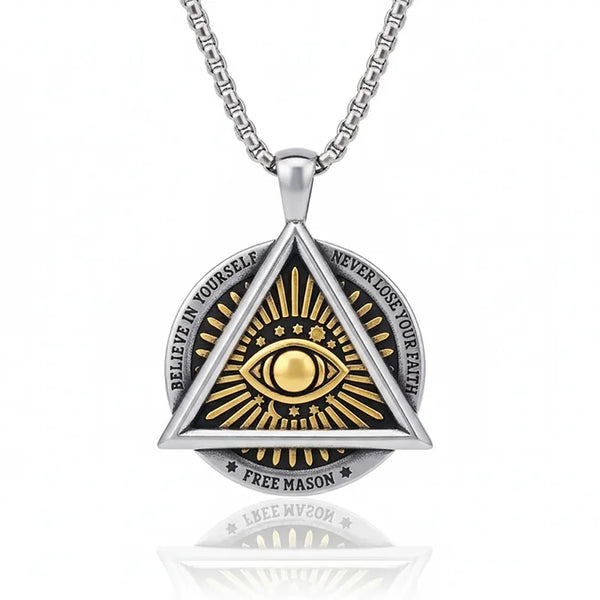ULIKING JEWELRY PENDANTS Viking Triangle Demon Eye Stainless Steel Pendant Necklace 02