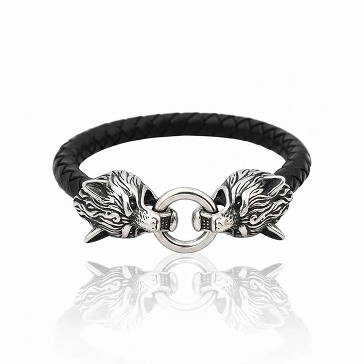  ULIKING JEWELRY BRACELETS Viking Wolf Head Leather Cord  Bracelet  07