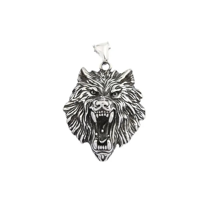ULIKING JEWELRY PENDANTS Viking Wolf Head Stainless Steel Pendant Necklace 03