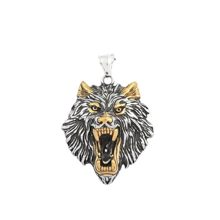 ULIKING JEWELRY PENDANTS Viking Wolf Head Stainless Steel Pendant Necklace 04
