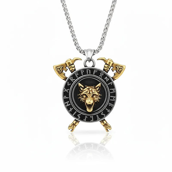  ULIKING JEWELRY PENDANTS Viking Wolf Rune Tomahawk Pendant Necklace 01 