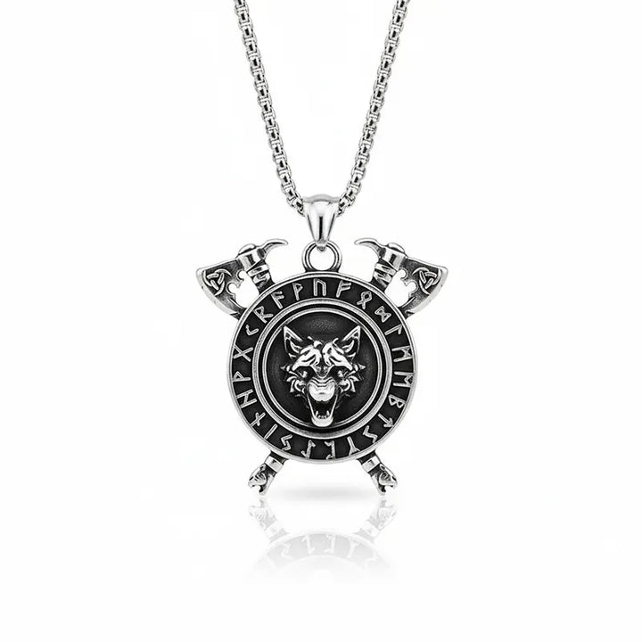  ULIKING JEWELRY PENDANTS Viking Wolf Rune Tomahawk Pendant Necklace 07