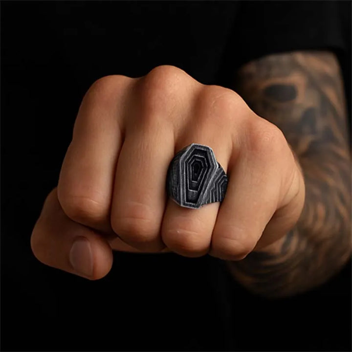 ULIKING JEWELRY Vintage Coffin Stainless Steel Ring 06