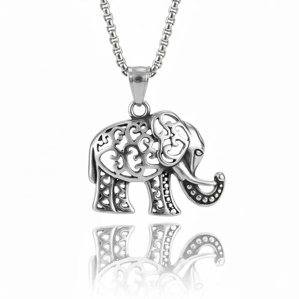  ULIKING JEWELRY PENDANTS  Vintage Hollow Elephant Stainless Steel Pendant 02