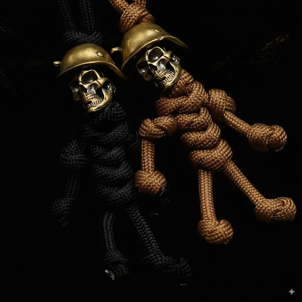 Vintage Skull Solider Braided Rope Keychain