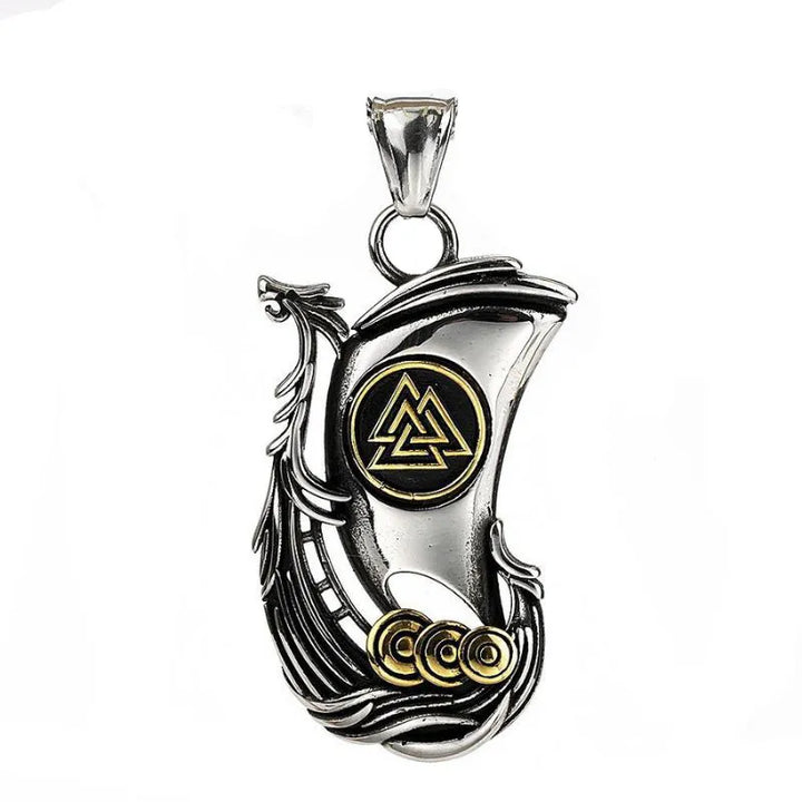  ULIKING JEWELRY PENDANTS  Vintage Viking Ship Valknut Pendant 07