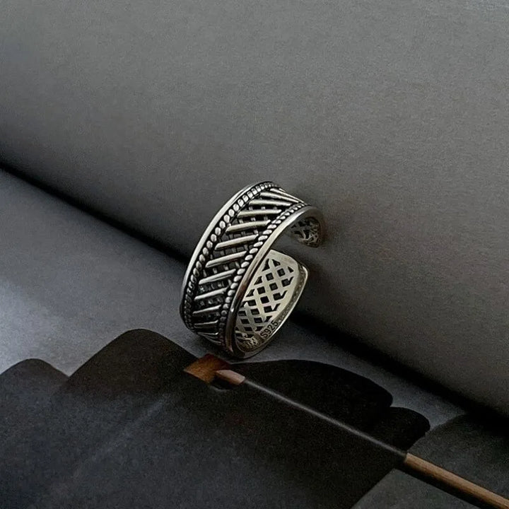 S925 Sterling Silver Vintage Twist Adjustable Ring