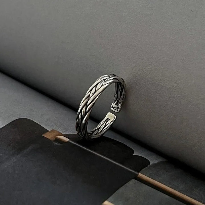 S925 Sterling Silver Vintage Twist Adjustable Ring