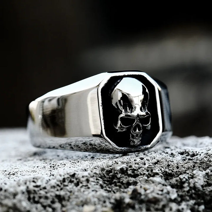 ULIKING JEWELRY RINGS Punk Stainless Steel Skull Ring  Silver