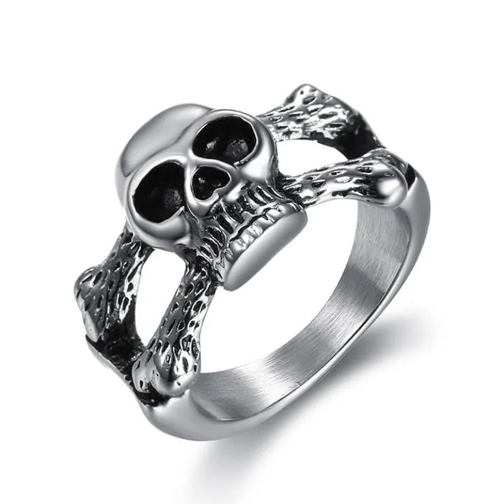 ULIKING JEWELRY  RING  Vintage Gothic Stainless Steel Unisex Skull Ring SILVER