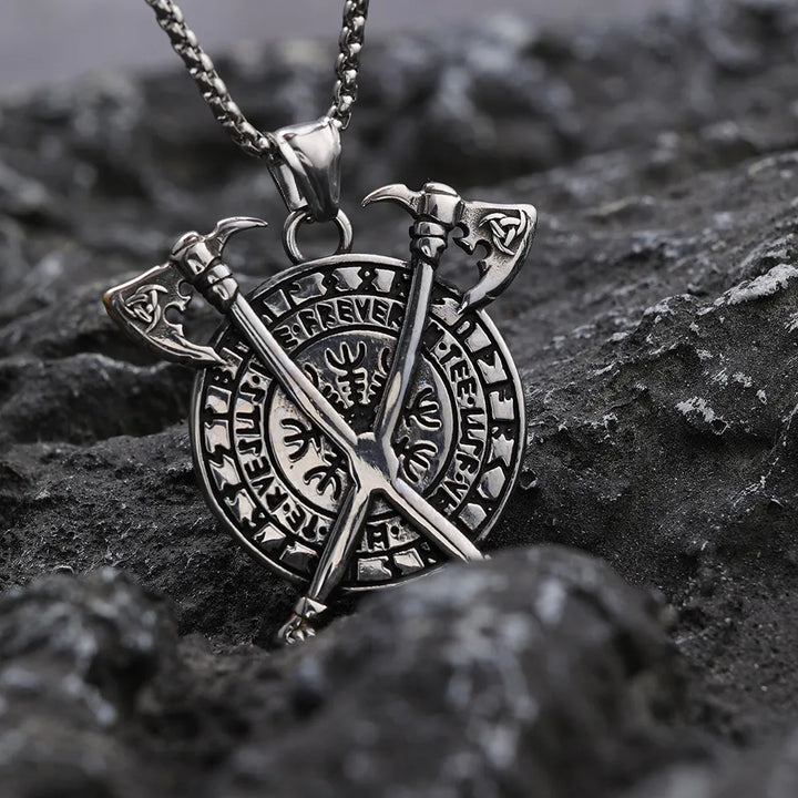 ULiking Jewelry Viking Wolf Rune Tomahawk Pendant Necklace