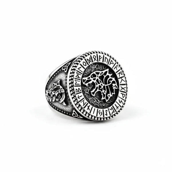 ULIKING JEWELRY RINGS  Viking Rune with Wolf Ring Black 01