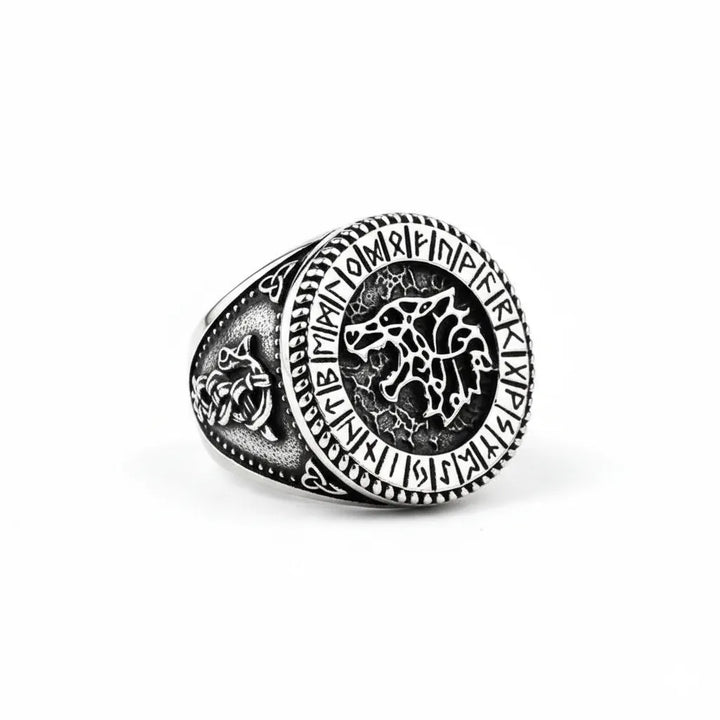ULIKING JEWELRY RINGS  Viking Rune with Wolf Ring Black 01
