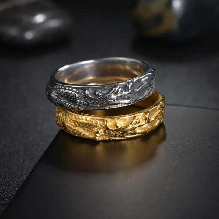 ULIKING JEWELRY RINGS Vintage Engraved Dragon Stainless Steel Ring 03