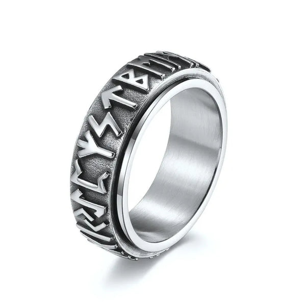 ULIKING JEWELRY RINGS Vintage Viking Rune Stainless Steel Spinner Ring 01
