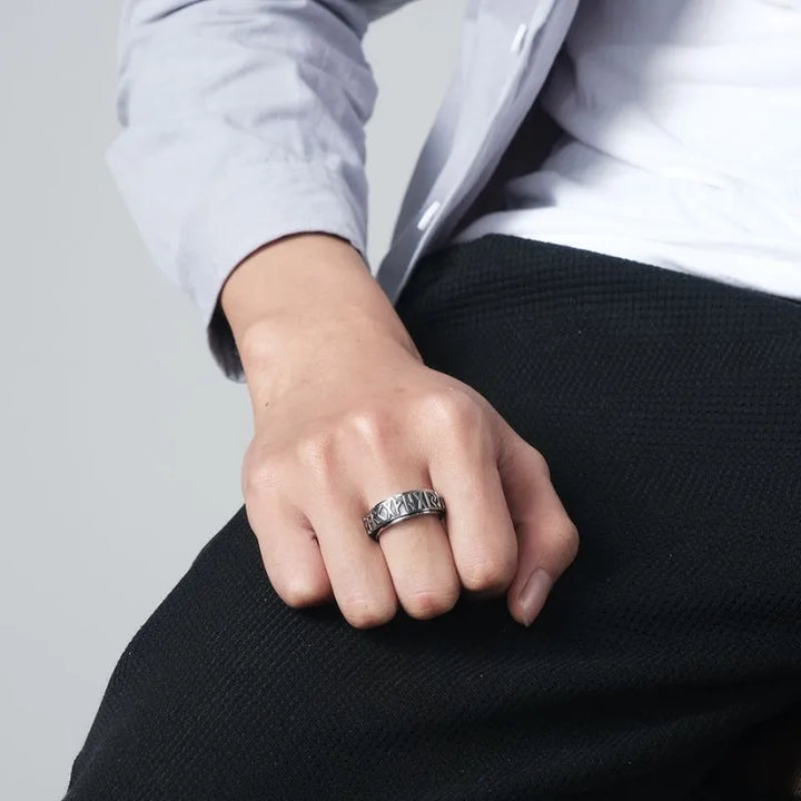 ULIKING JEWELRY RINGS Vintage Viking Rune Stainless Steel Spinner Ring 02