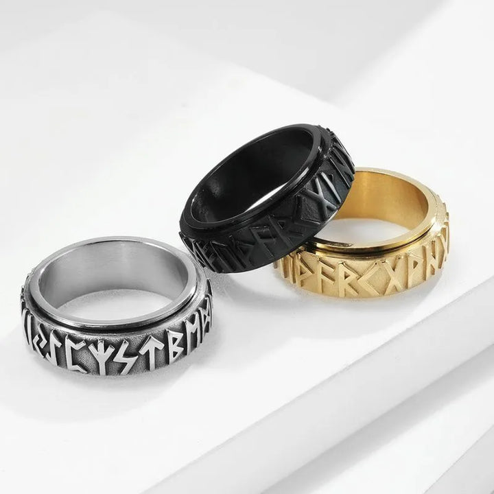 ULIKING JEWELRY RINGS Vintage Viking Rune Stainless Steel Spinner Ring 03